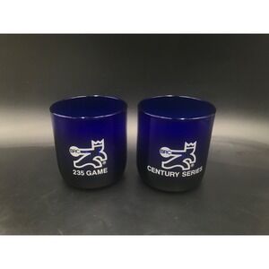 Set of 2 BRC Bowling Rec 235/Century Series Cobalt Blue Whisky Glass Awards